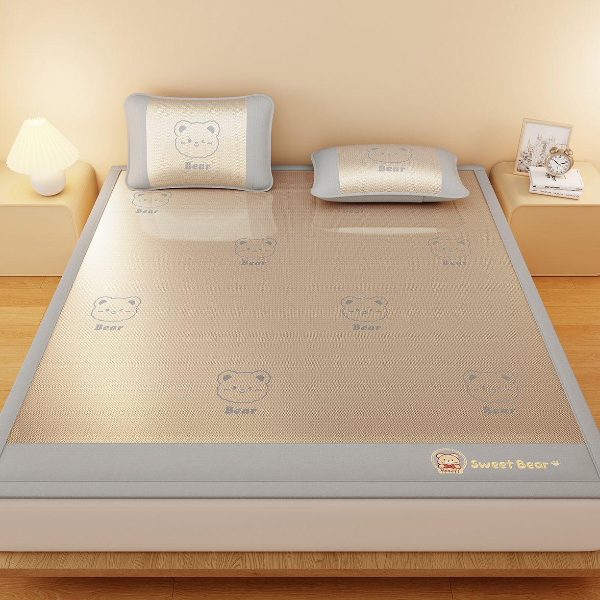 91家纺网 家纺一手货源 找家纺 （总）女子家纺 2026新款水洗冰藤床席款床笠款凉席-快乐熊