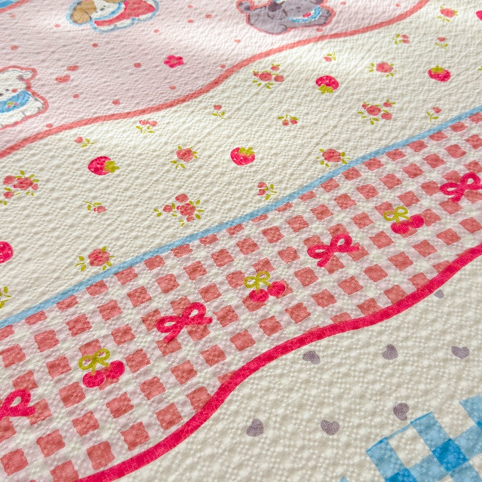 91家纺网 家纺一手货源 找家纺 梵朴 2026新款A类泡芙棉云感木棉邹邹纱双层纱床笠三件套 快乐小狗