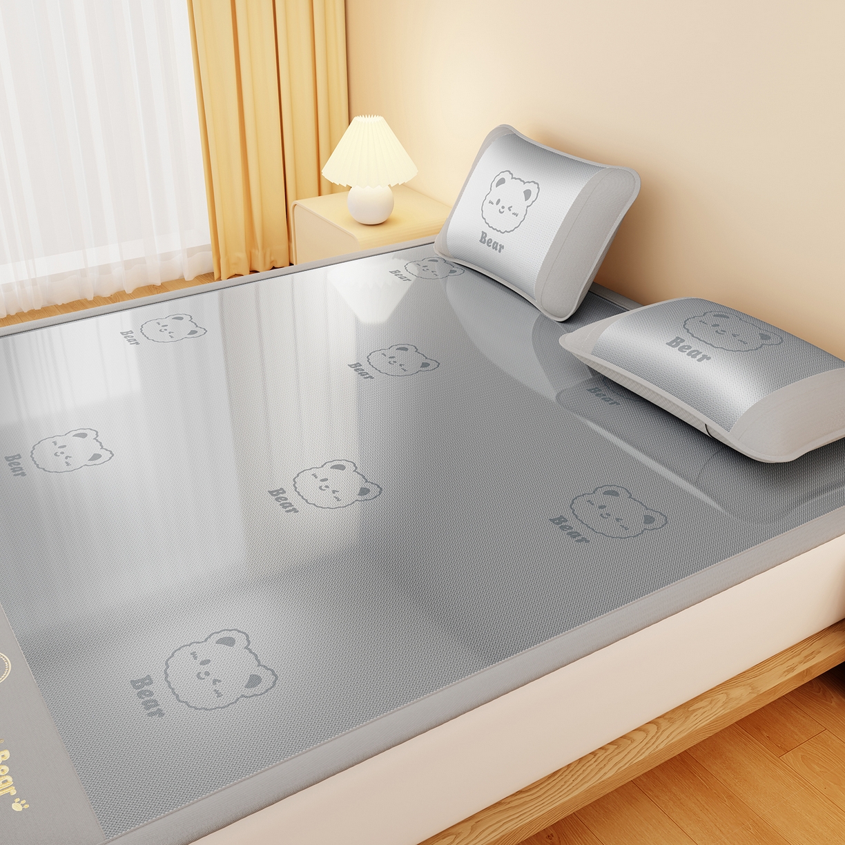 91家纺网 家纺一手货源 找家纺 （总）女子家纺 2026新款水洗冰藤床席款床笠款凉席-快乐熊