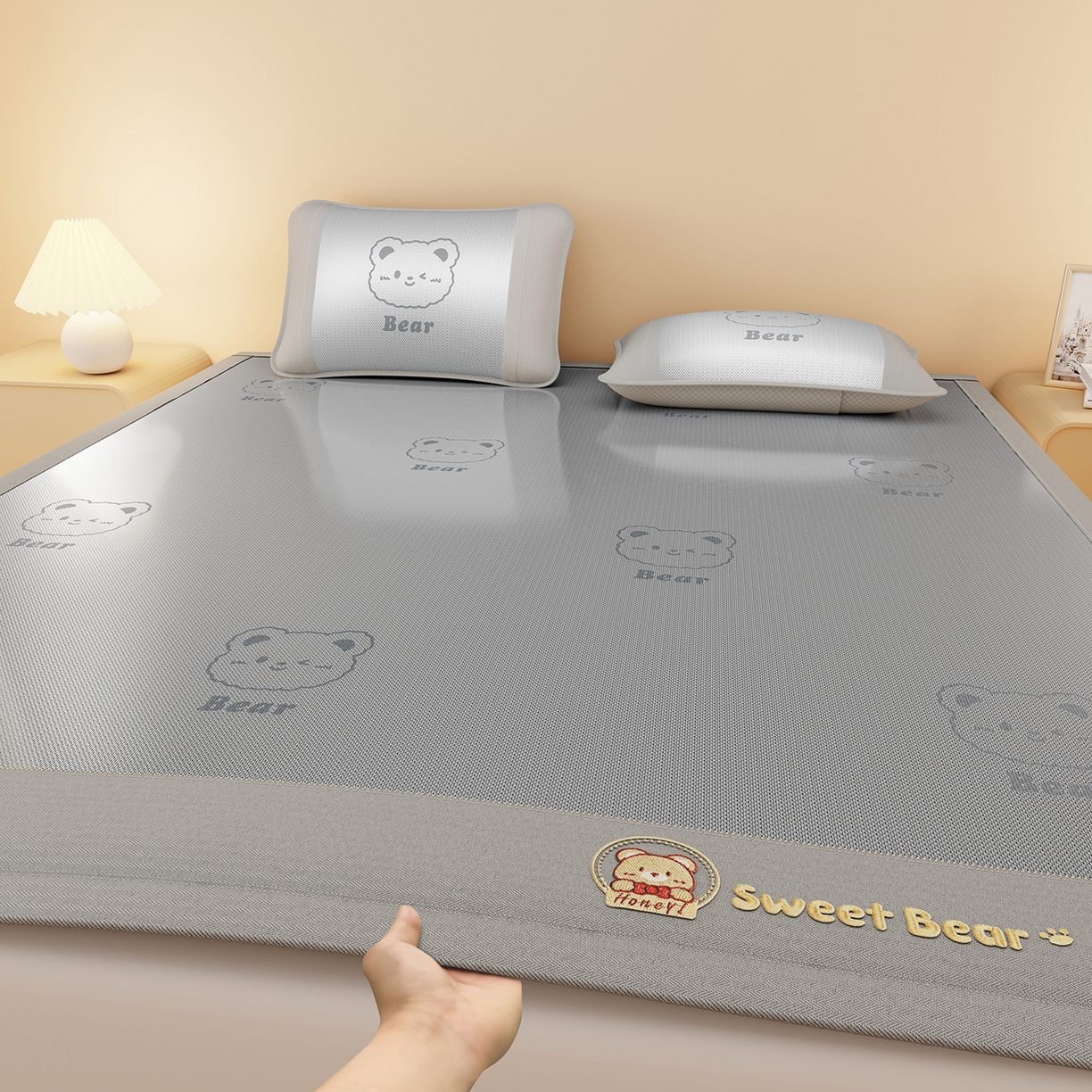 91家纺网 家纺一手货源 找家纺 （总）女子家纺 2026新款水洗冰藤床席款床笠款凉席-快乐熊