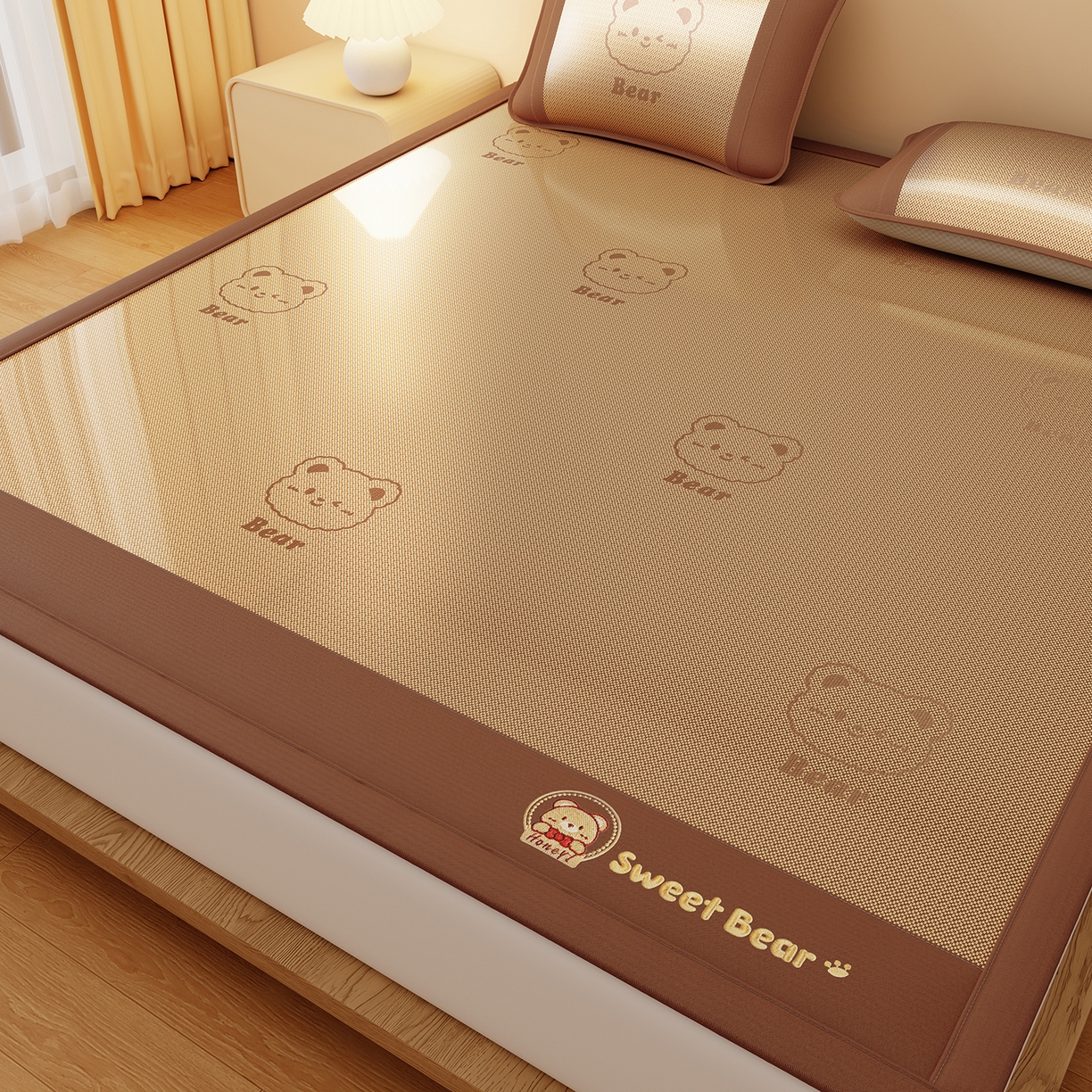 91家纺网 家纺一手货源 找家纺 女子家纺 2026新款水洗冰藤床席款床笠款凉席-快乐熊 快乐熊-魅力咖