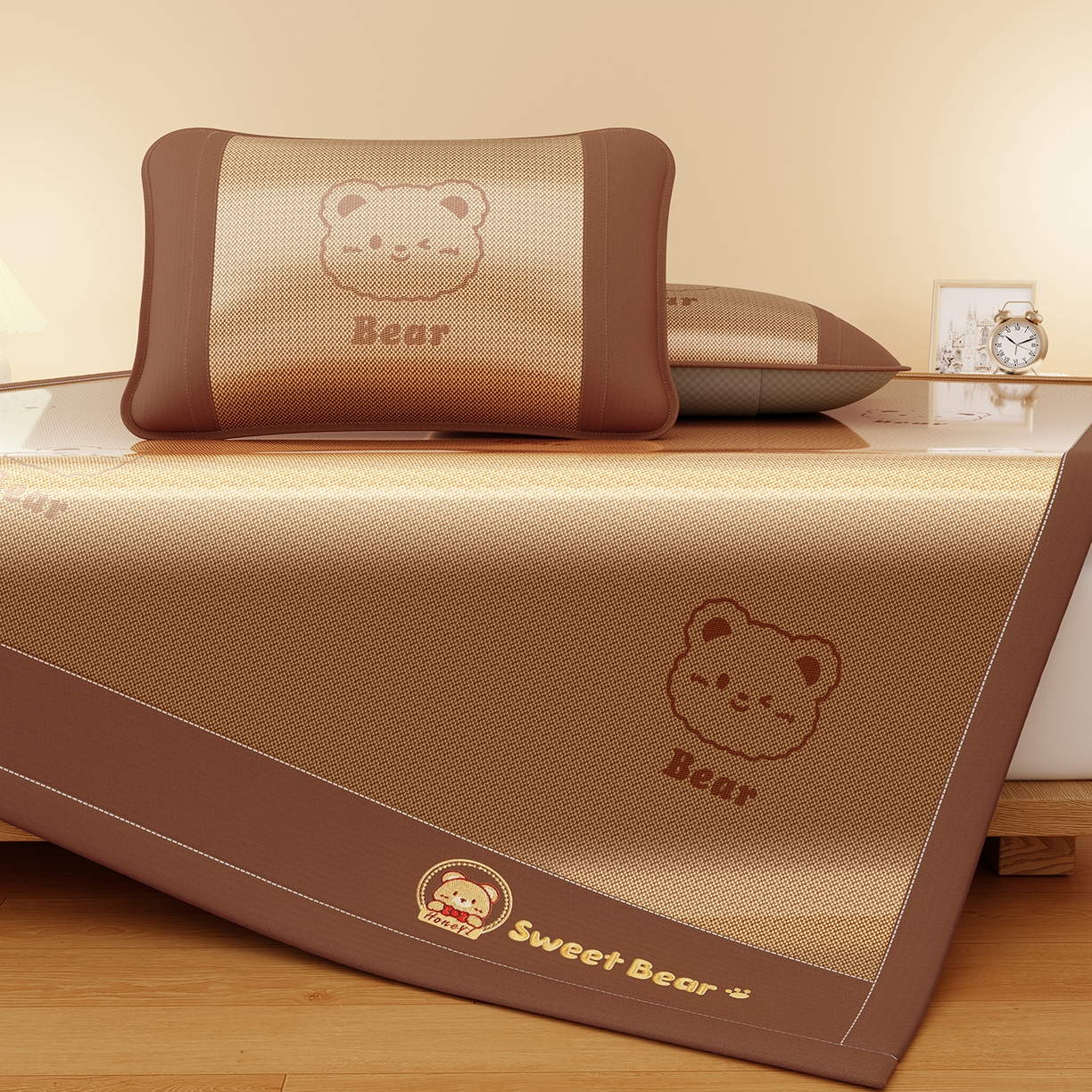 91家纺网 家纺一手货源 找家纺 女子家纺 2026新款水洗冰藤床席款床笠款凉席-快乐熊 快乐熊-魅力咖