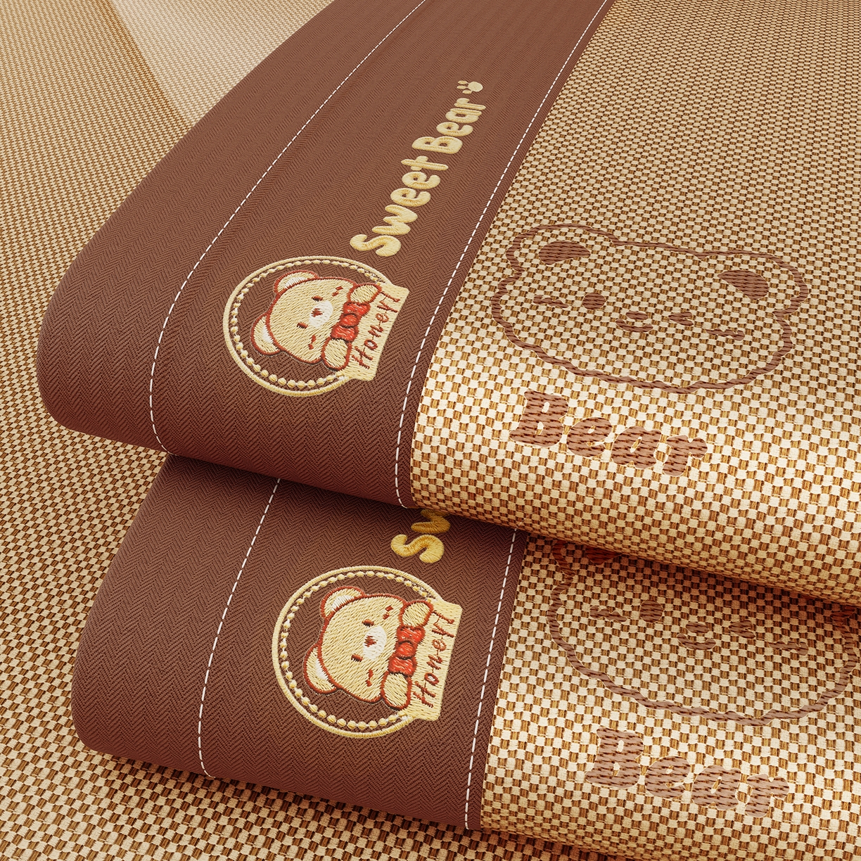 91家纺网 家纺一手货源 找家纺 女子家纺 2026新款水洗冰藤床席款床笠款凉席-快乐熊 快乐熊-魅力咖