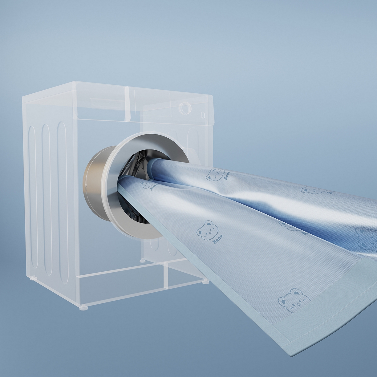 91家纺网 家纺一手货源 找家纺 女子家纺 2026新款水洗冰藤床席款床笠款凉席-快乐熊 快乐熊-天空蓝