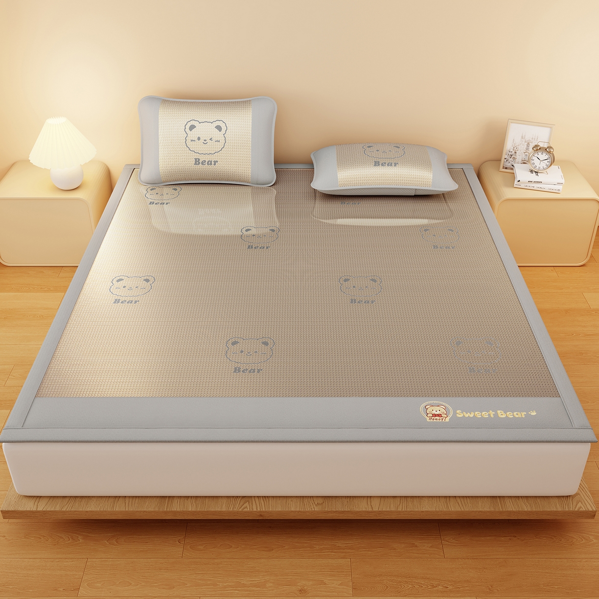 91家纺网 家纺一手货源 找家纺 女子家纺 2026新款水洗冰藤床席款床笠款凉席-快乐熊 快乐熊-香槟金