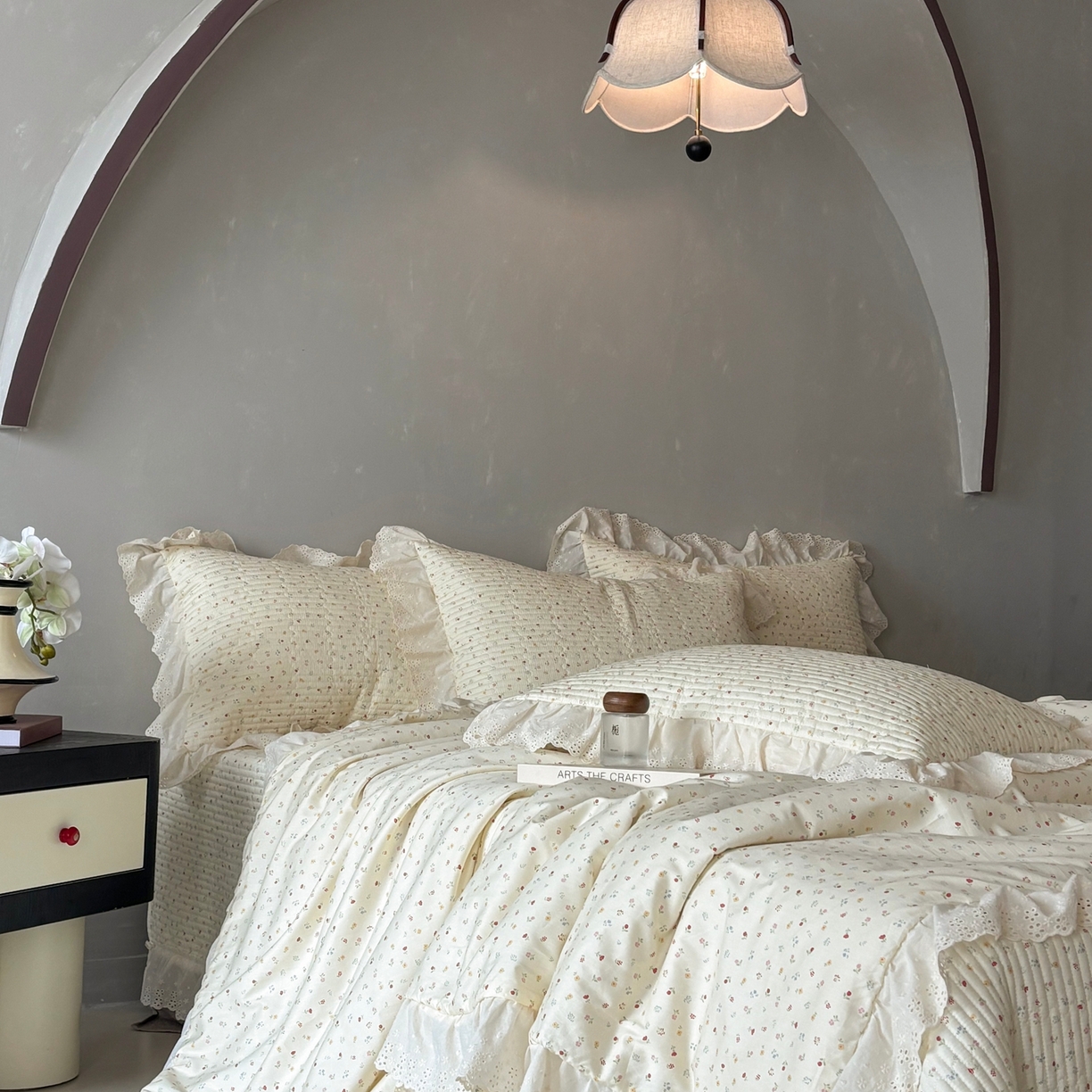 91家纺网 家纺一手货源 找家纺 （总）满座家居 2026新款法式纯棉花边全棉床盖四件套小碎花田园风