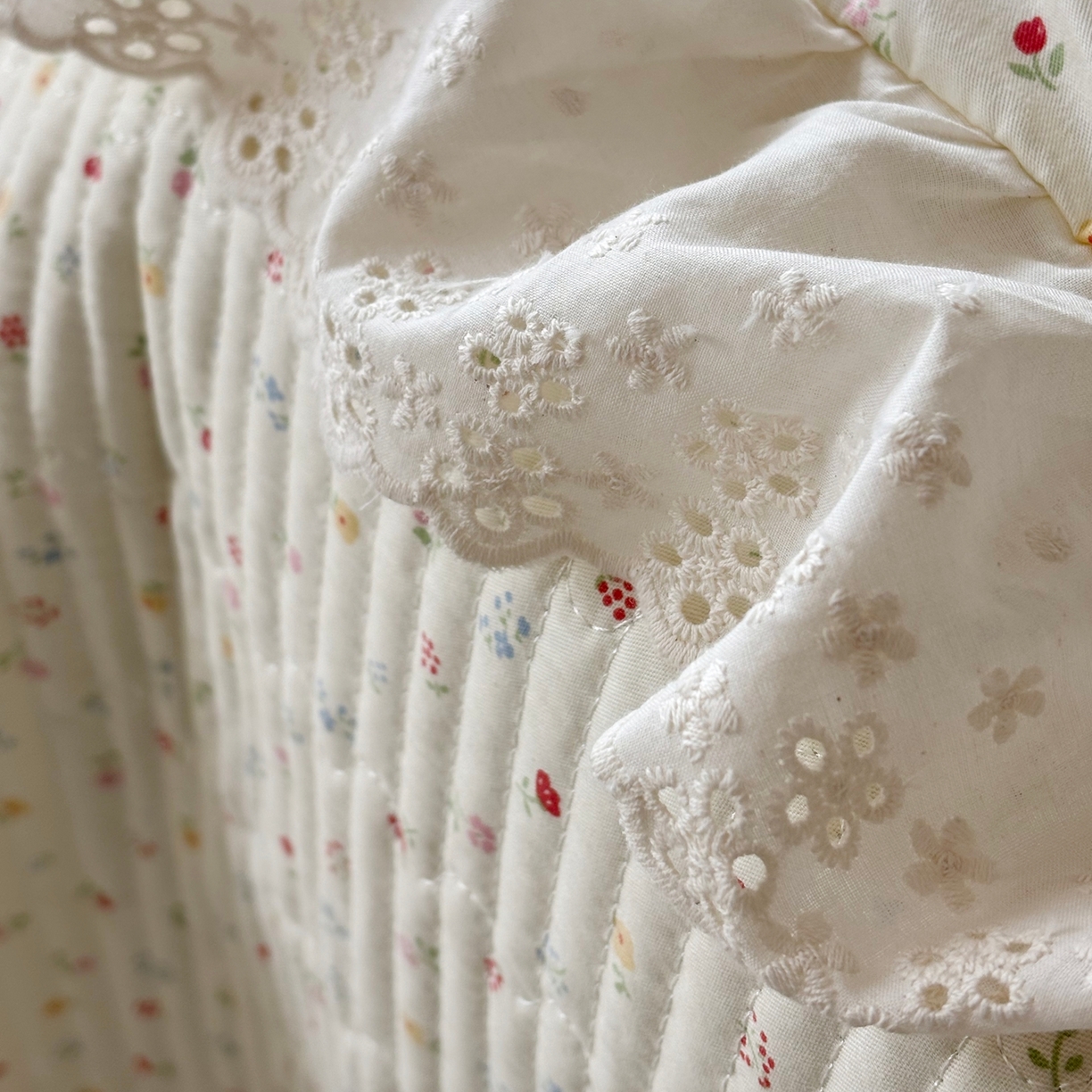 91家纺网 家纺一手货源 找家纺 （总）满座家居 2026新款法式纯棉花边全棉床盖四件套小碎花田园风