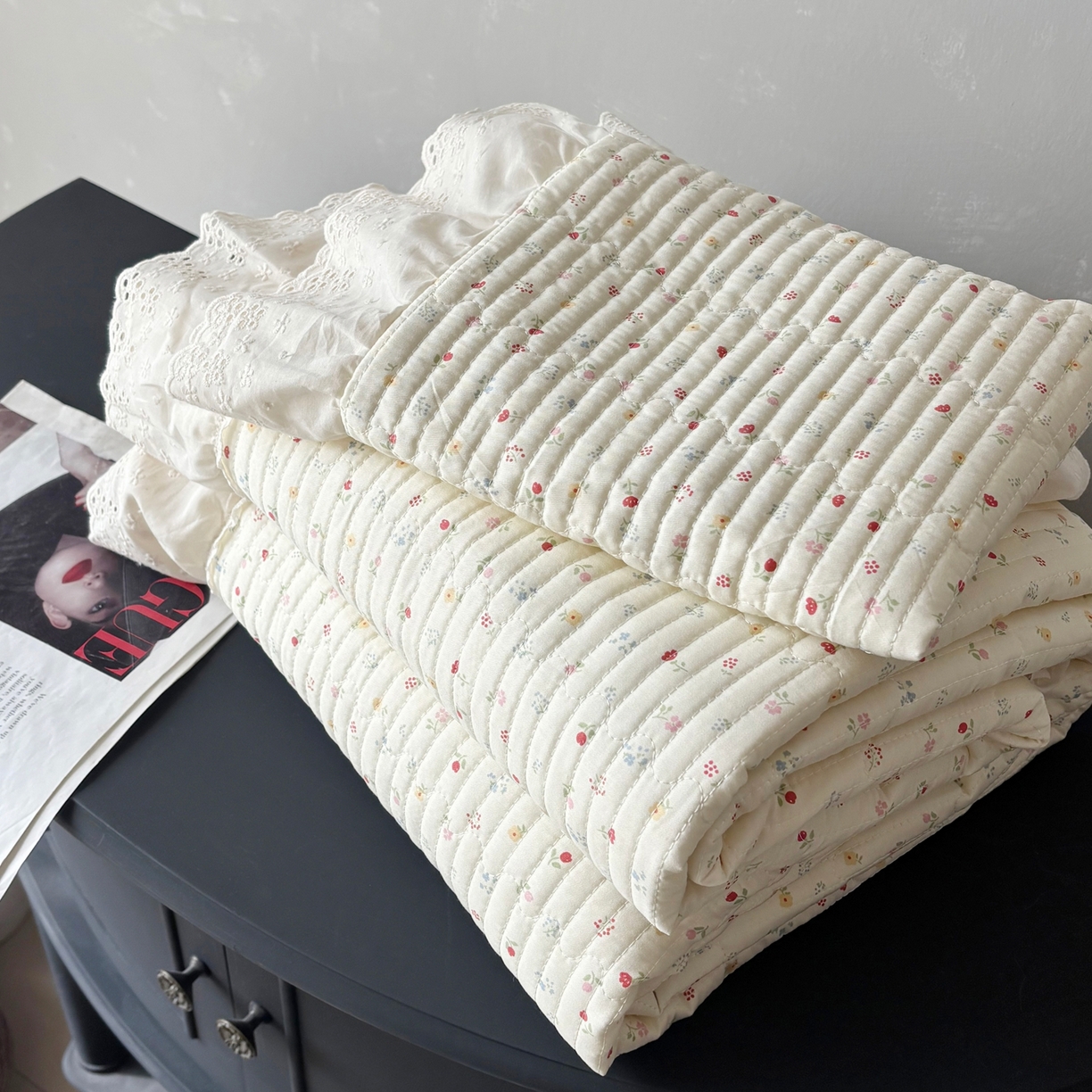 91家纺网 家纺一手货源 找家纺 （总）满座家居 2026新款法式纯棉花边全棉床盖四件套小碎花田园风