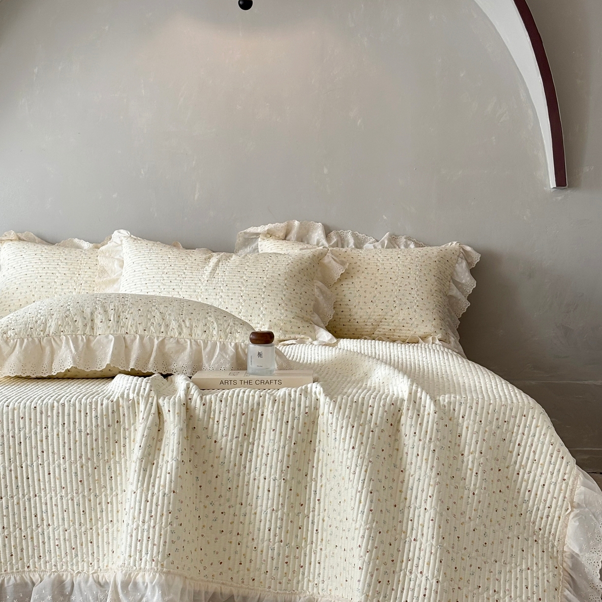 91家纺网 家纺一手货源 找家纺 （总）满座家居 2026新款法式纯棉花边全棉床盖四件套小碎花田园风