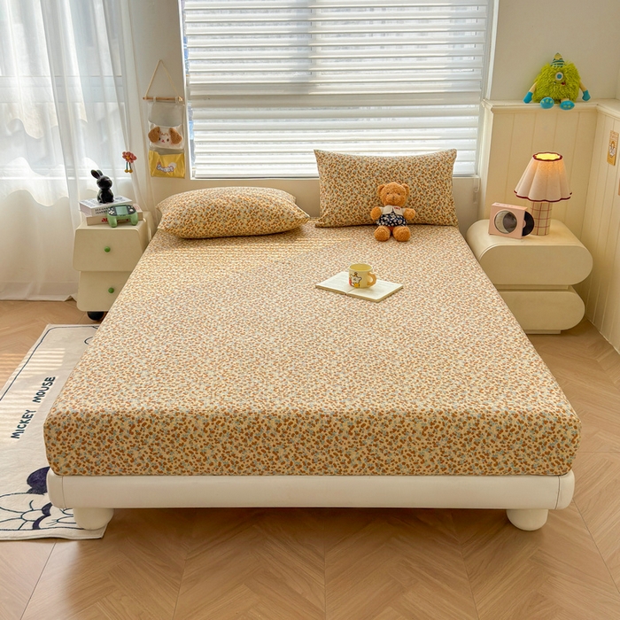 91家纺网 家纺一手货源 找家纺 梵朴 2026新款A类泡芙棉云感木棉邹邹纱双层纱床笠三件套 暖檣枝