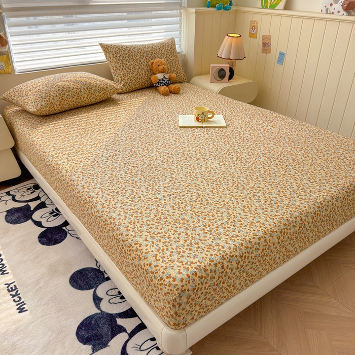 91家纺网 家纺一手货源 找家纺 梵朴 2026新款A类泡芙棉云感木棉邹邹纱双层纱床笠三件套 暖檣枝