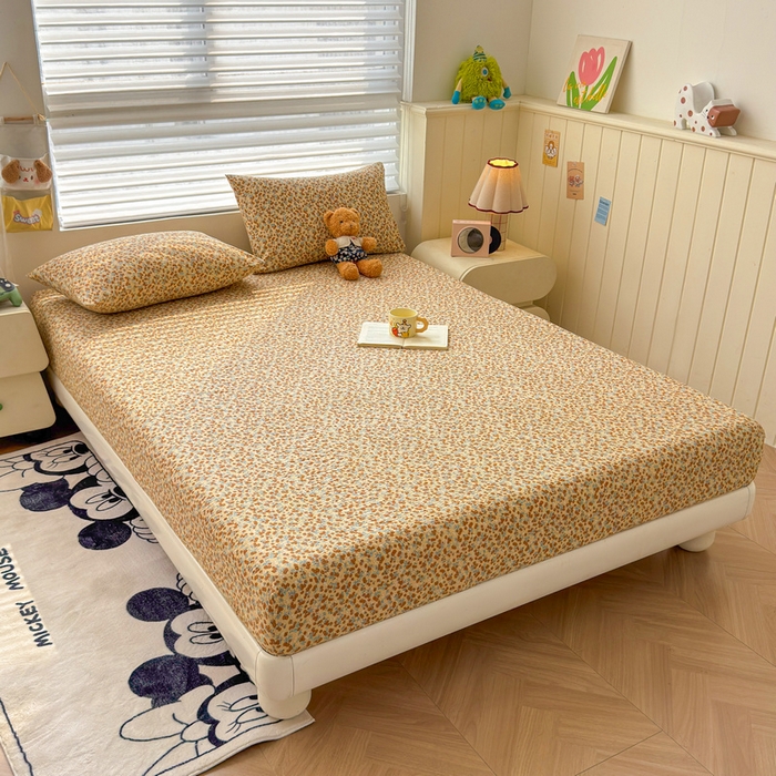 91家纺网 家纺一手货源 找家纺 梵朴 2026新款A类泡芙棉云感木棉邹邹纱双层纱床笠三件套 暖檣枝