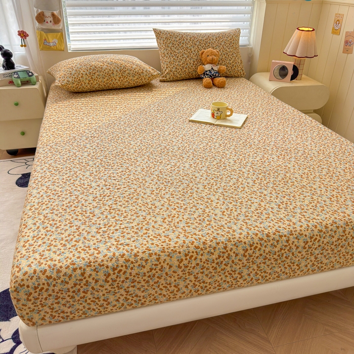 91家纺网 家纺一手货源 找家纺 梵朴 2026新款A类泡芙棉云感木棉邹邹纱双层纱床笠三件套 暖檣枝