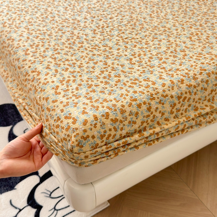 91家纺网 家纺一手货源 找家纺 梵朴 2026新款A类泡芙棉云感木棉邹邹纱双层纱床笠三件套 暖檣枝