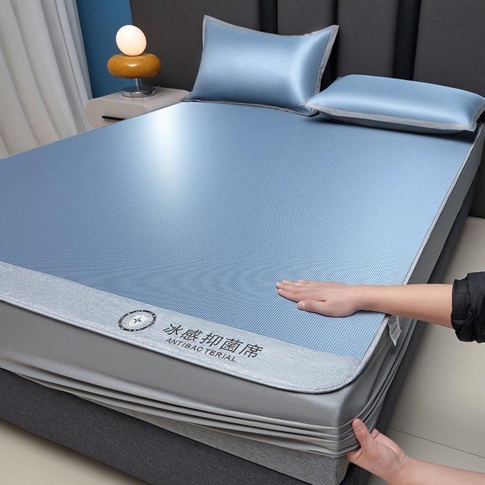 91家纺网 家纺一手货源 找家纺 （总）铺尚美家纺 2026 新款A类复合加厚三明治抗菌碳光冰丝席子凉席三件套