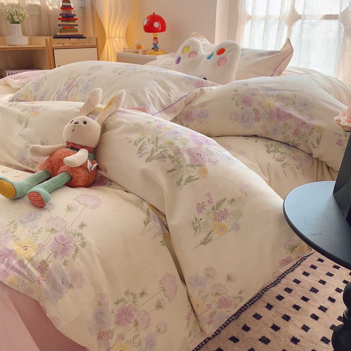 91家纺网 家纺一手货源 找家纺 奈萝家纺 2025新款全棉纯棉小清新印花四件套-第二波 紫月岛