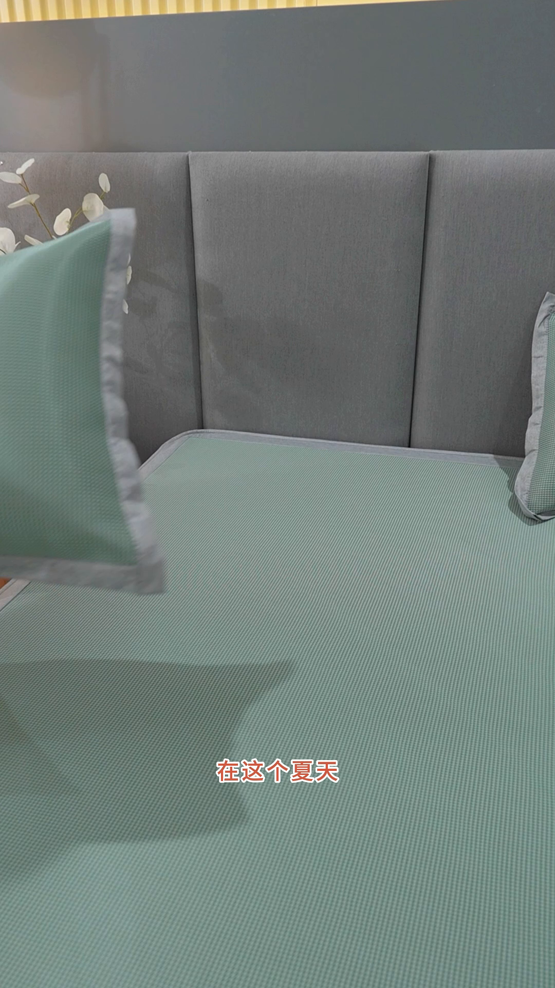 91家纺网 家纺一手货源 找家纺 铺尚美家纺 2026 新款A类复合加厚三明治抗菌碳光冰丝席子凉席三件套 抗菌碳光水丝席床单款-天蓝