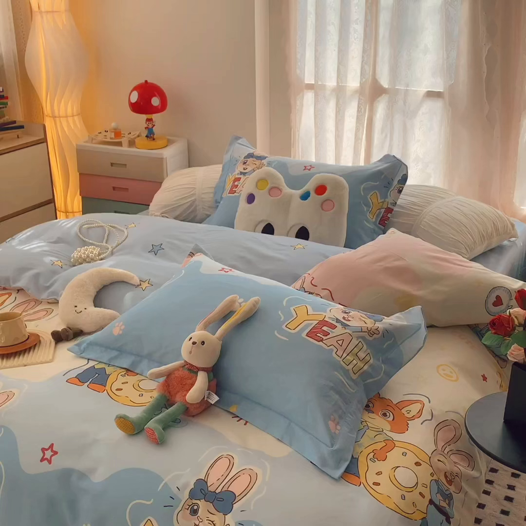 91家纺网 家纺一手货源 找家纺 奈萝家纺 2025新款全棉纯棉小清新印花四件套-第二波 朱迪