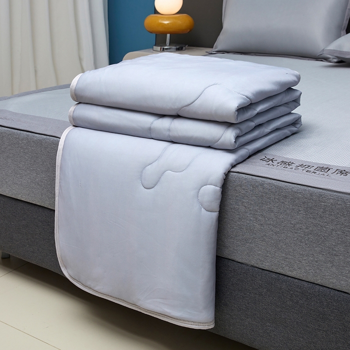 91家纺网 家纺一手货源 找家纺 铺尚美家纺 2026 新款A类复合加厚三明治抗菌碳光冰丝席子凉席三件套 抗菌碳光水丝席床单款-绅士灰