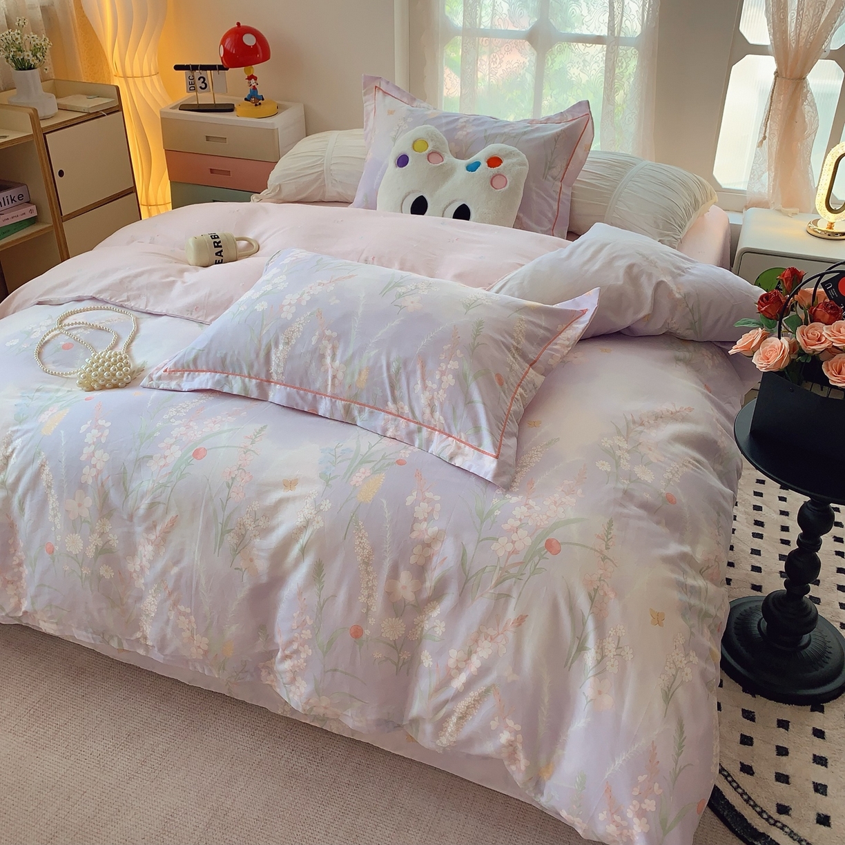 91家纺网 家纺一手货源 找家纺 奈萝家纺 2025新款全棉纯棉小清新印花四件套-第二波 幽兰雅韵