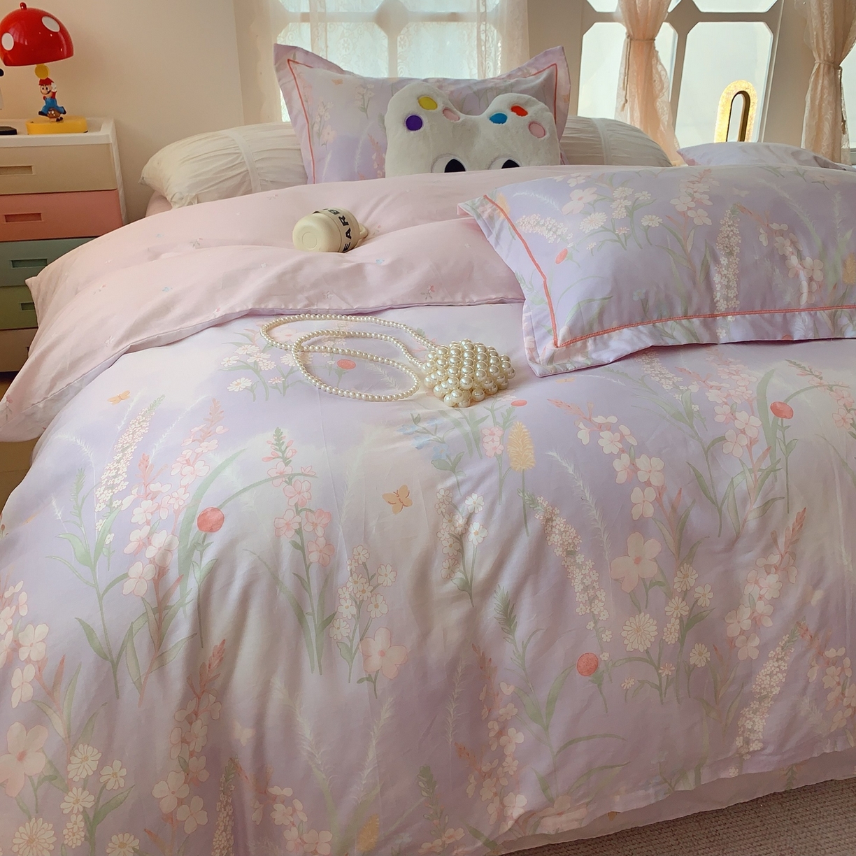 91家纺网 家纺一手货源 找家纺 奈萝家纺 2025新款全棉纯棉小清新印花四件套-第二波 幽兰雅韵