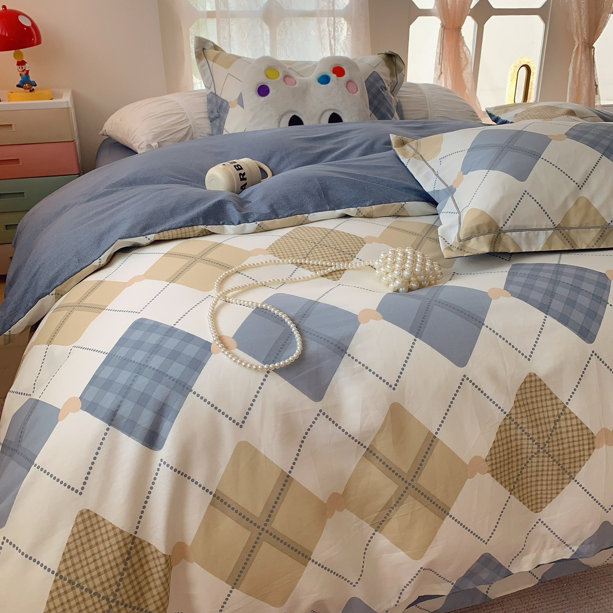 91家纺网 家纺一手货源 找家纺 奈萝家纺 2025新款全棉纯棉小清新印花四件套-第二波 学院风