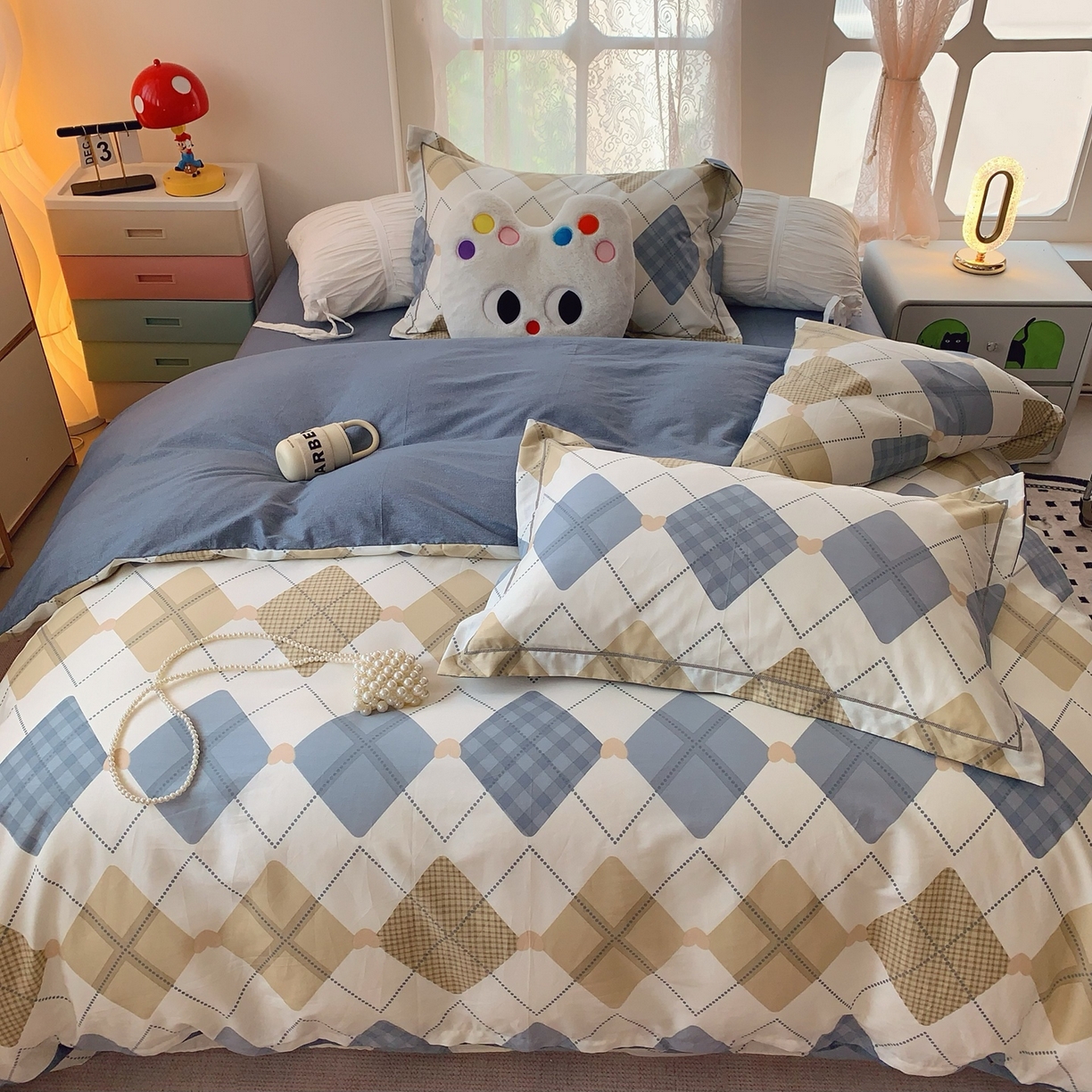 91家纺网 家纺一手货源 找家纺 奈萝家纺 2025新款全棉纯棉小清新印花四件套-第二波 学院风