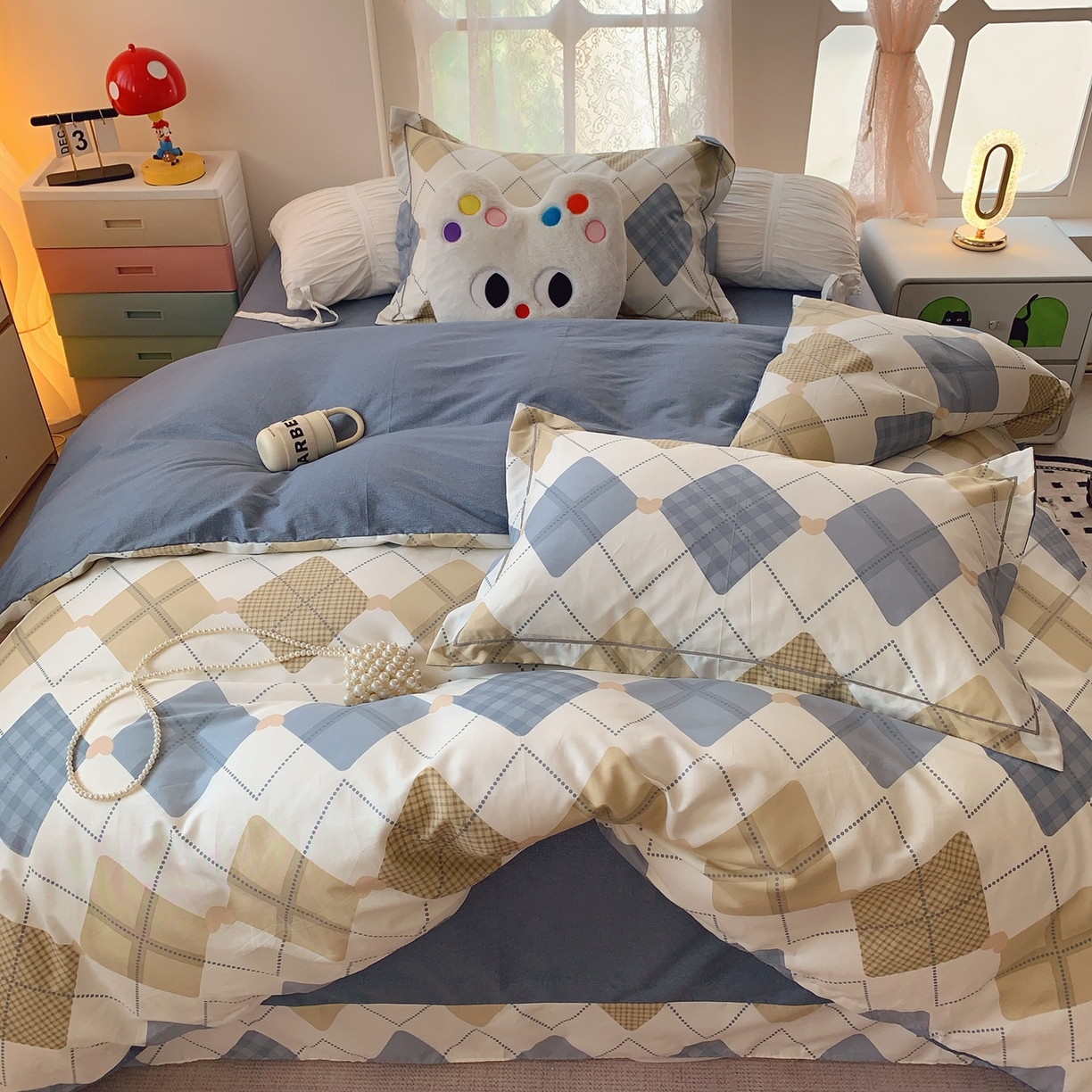 91家纺网 家纺一手货源 找家纺 奈萝家纺 2025新款全棉纯棉小清新印花四件套-第二波 学院风