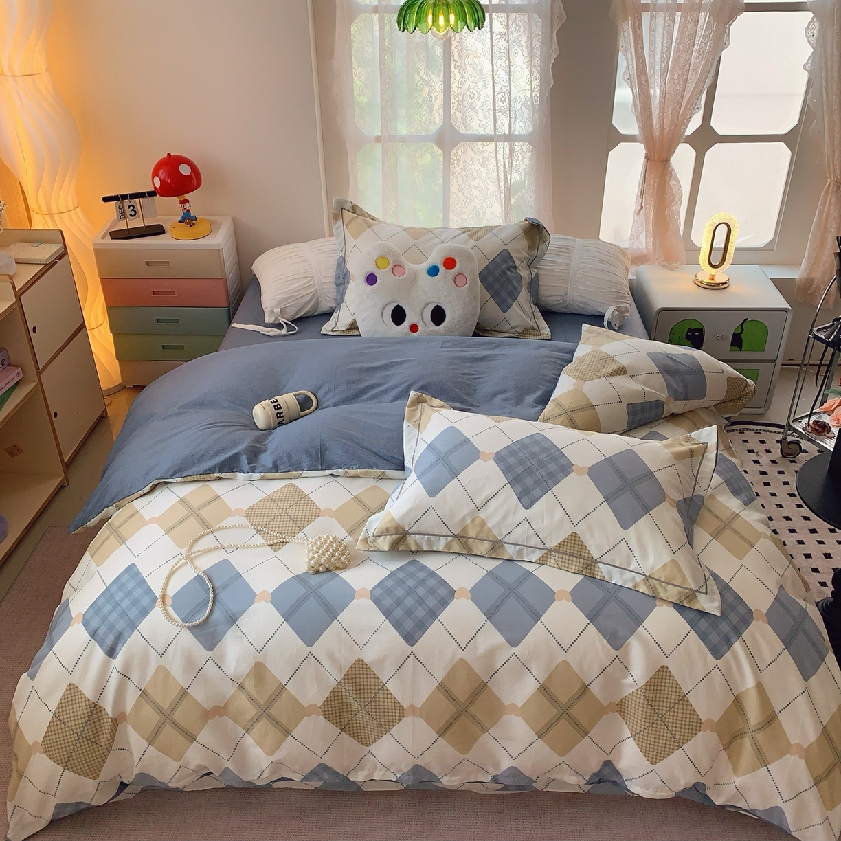 91家纺网 家纺一手货源 找家纺 奈萝家纺 2025新款全棉纯棉小清新印花四件套-第二波 学院风