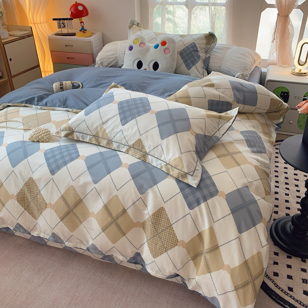 91家纺网 家纺一手货源 找家纺 奈萝家纺 2025新款全棉纯棉小清新印花四件套-第二波 学院风