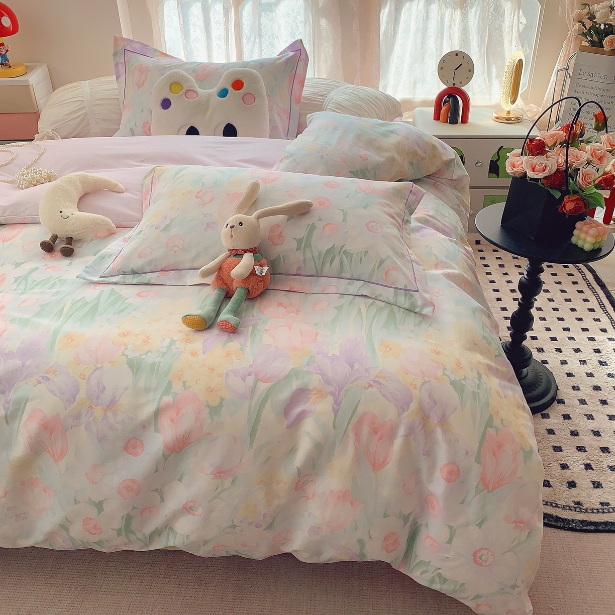 91家纺网 家纺一手货源 找家纺 奈萝家纺 2025新款全棉纯棉小清新印花四件套-第二波 星河恋