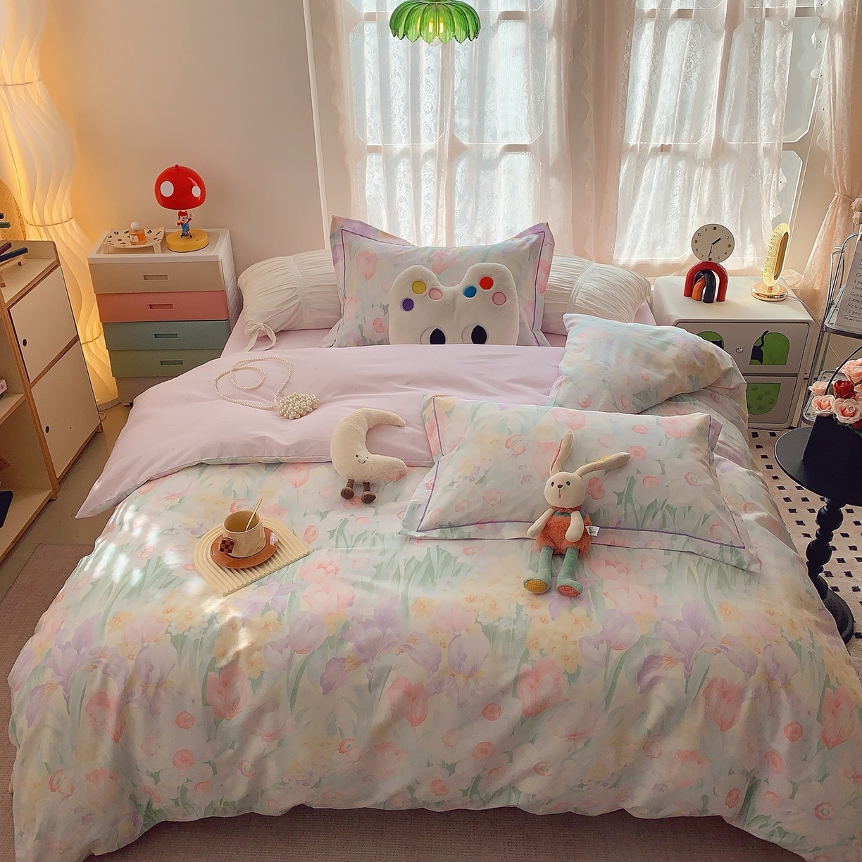 91家纺网 家纺一手货源 找家纺 奈萝家纺 2025新款全棉纯棉小清新印花四件套-第二波 星河恋