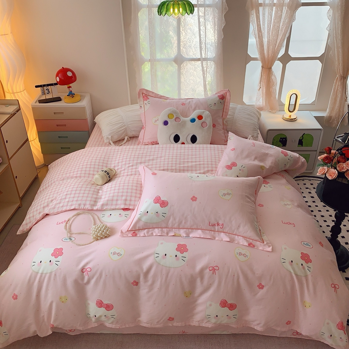 91家纺网 家纺一手货源 找家纺 奈萝家纺 2025新款全棉纯棉小清新印花四件套-第二波 小猫咪