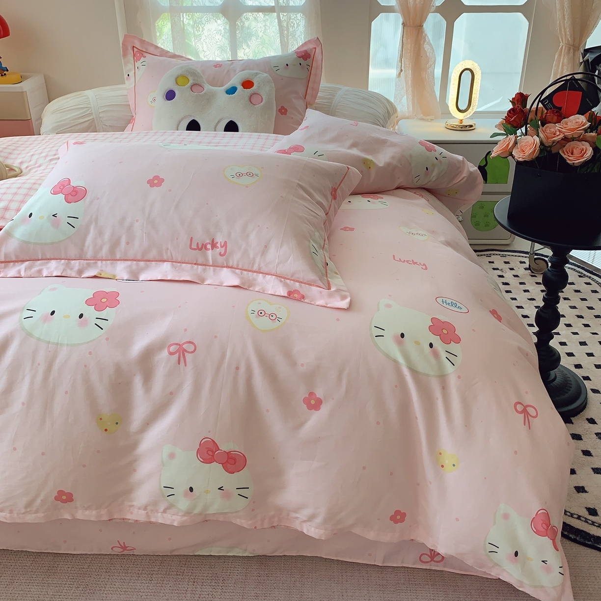 91家纺网 家纺一手货源 找家纺 奈萝家纺 2025新款全棉纯棉小清新印花四件套-第二波 小猫咪