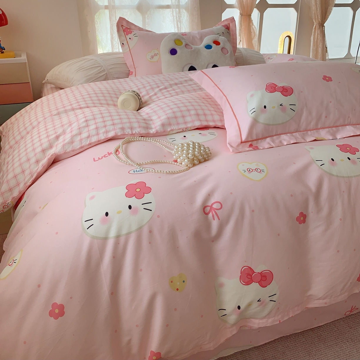 91家纺网 家纺一手货源 找家纺 奈萝家纺 2025新款全棉纯棉小清新印花四件套-第二波 小猫咪