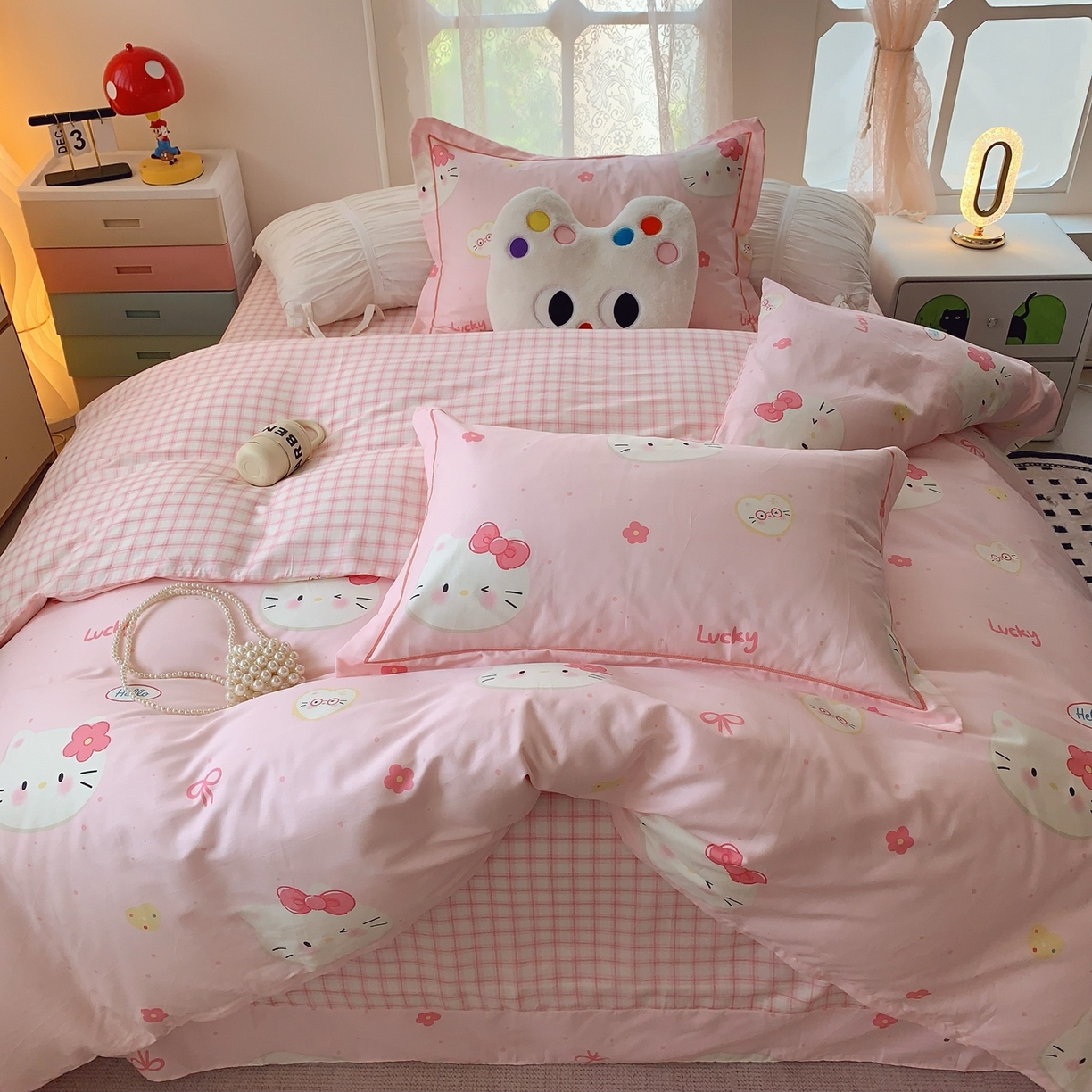 91家纺网 家纺一手货源 找家纺 奈萝家纺 2025新款全棉纯棉小清新印花四件套-第二波 小猫咪