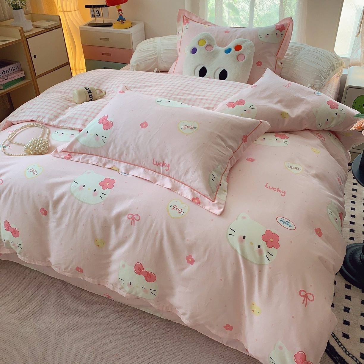 91家纺网 家纺一手货源 找家纺 奈萝家纺 2025新款全棉纯棉小清新印花四件套-第二波 小猫咪