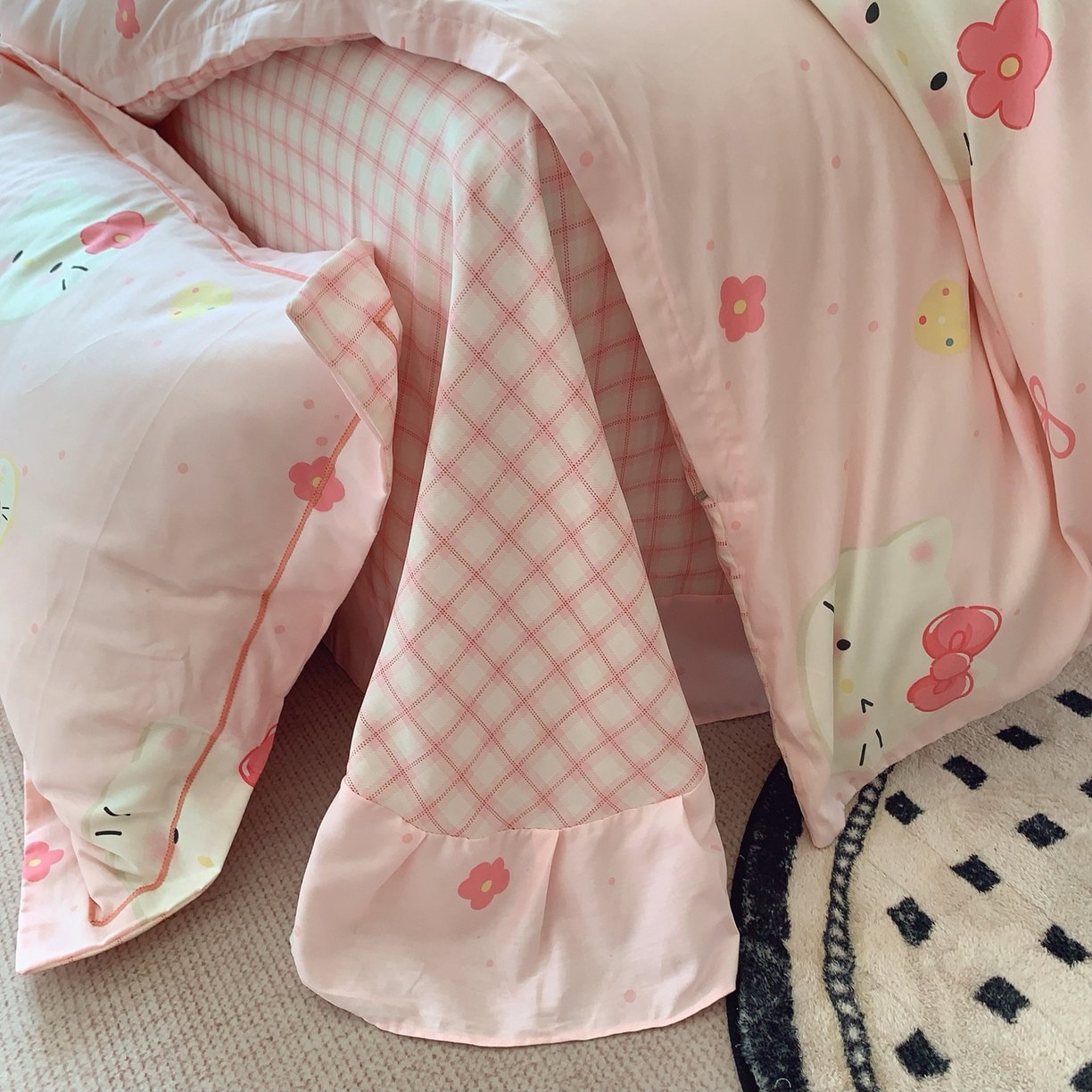 91家纺网 家纺一手货源 找家纺 奈萝家纺 2025新款全棉纯棉小清新印花四件套-第二波 小猫咪