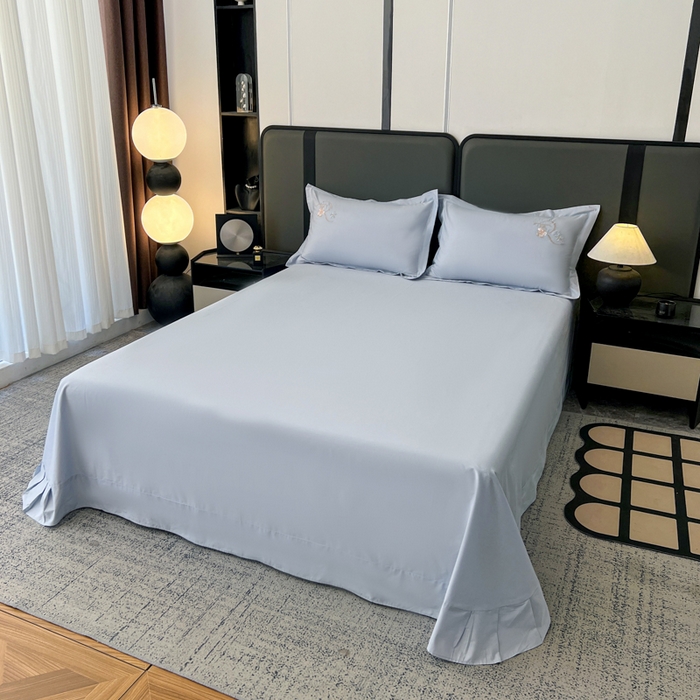 91家纺网 家纺一手货源 找家纺 AB家纺  2026年新款全棉绣花四件套—春妍 春妍-浅蓝