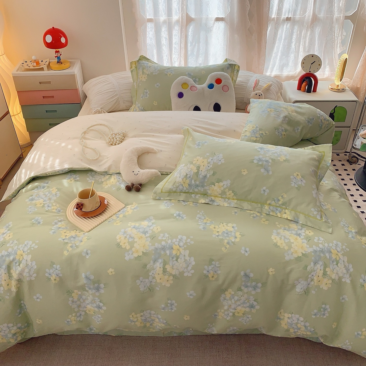 91家纺网 家纺一手货源 找家纺 奈萝家纺 2025新款全棉纯棉小清新印花四件套-第二波 夏末青花