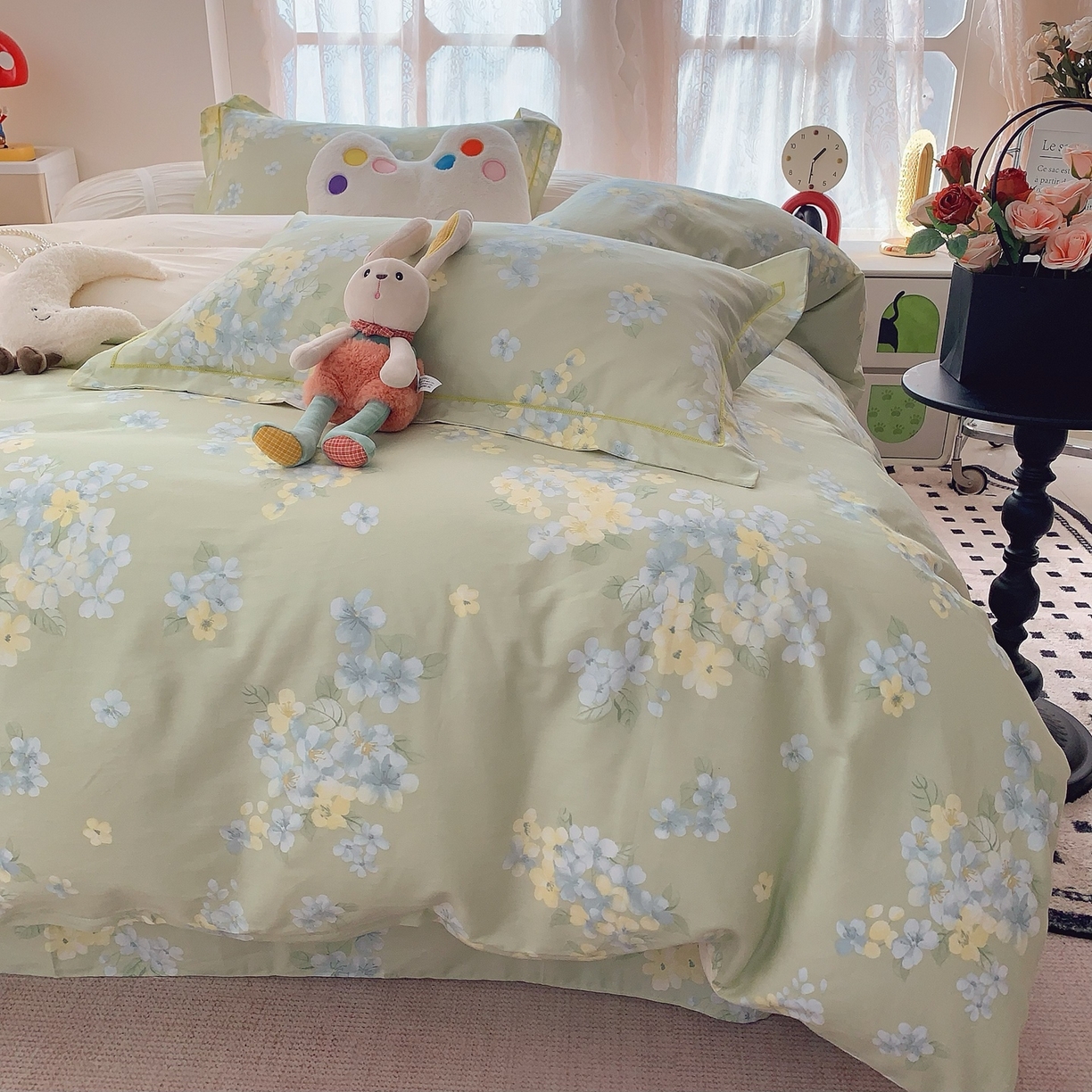 91家纺网 家纺一手货源 找家纺 奈萝家纺 2025新款全棉纯棉小清新印花四件套-第二波 夏末青花