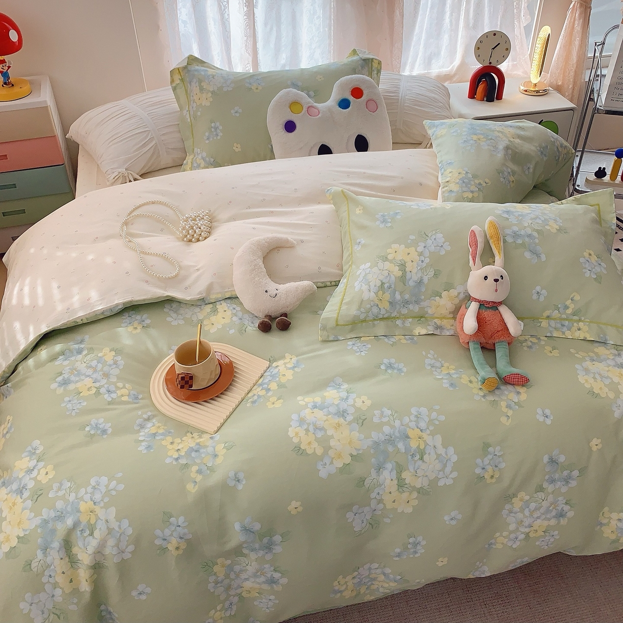 91家纺网 家纺一手货源 找家纺 奈萝家纺 2025新款全棉纯棉小清新印花四件套-第二波 夏末青花