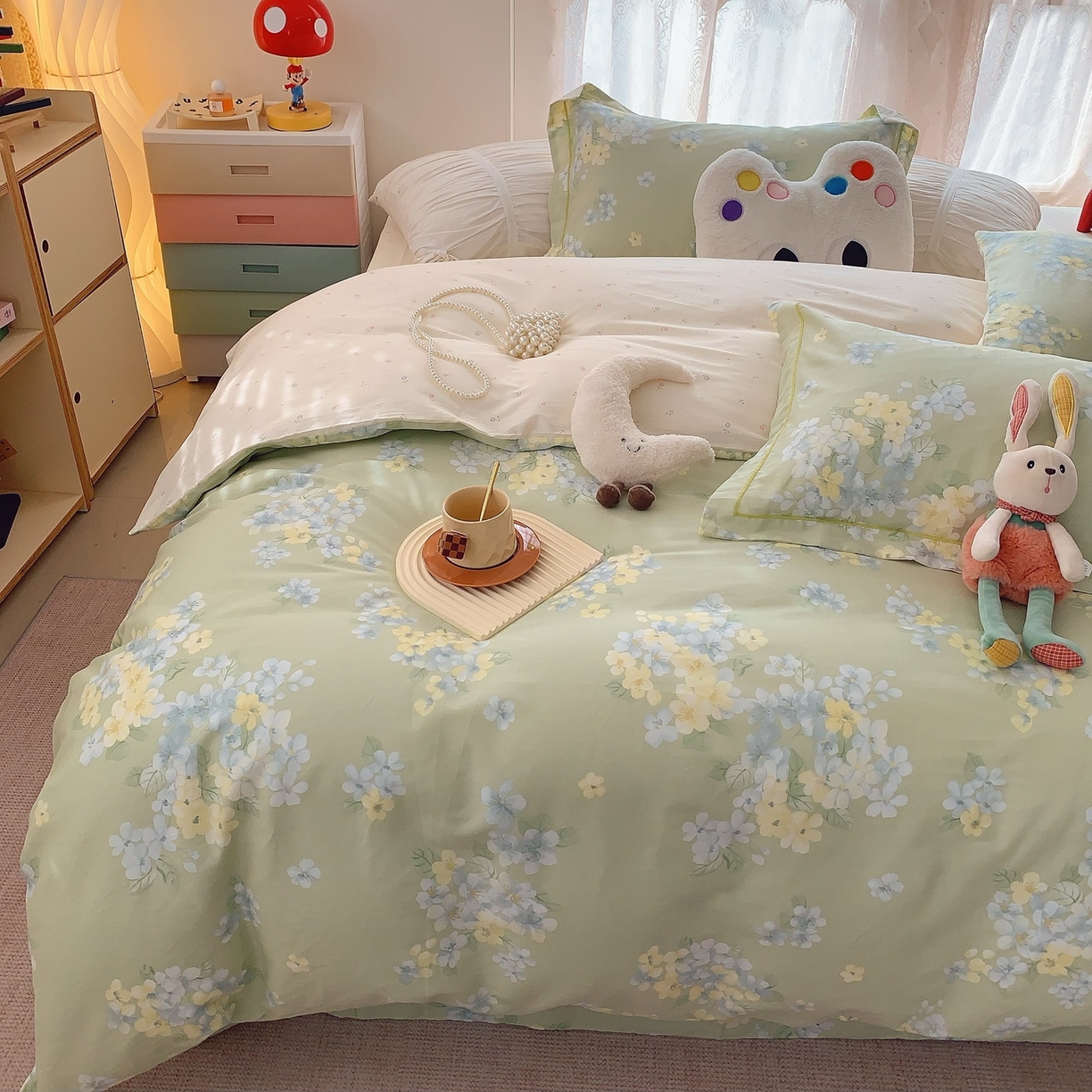 91家纺网 家纺一手货源 找家纺 奈萝家纺 2025新款全棉纯棉小清新印花四件套-第二波 夏末青花