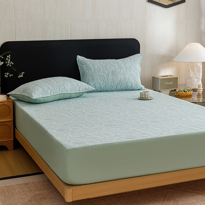 91家纺网 家纺一手货源 找家纺 悦然毛巾被 2026新款全棉三层纱加厚纱布枕套床笠三件套 花织流年蓝