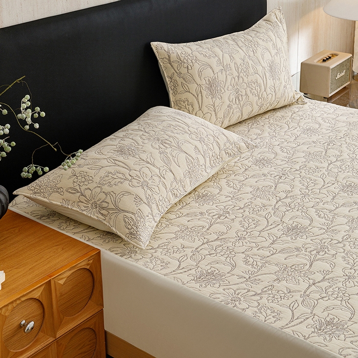 91家纺网 家纺一手货源 找家纺 悦然毛巾被 2026新款全棉三层纱加厚纱布枕套床笠三件套 花织流年