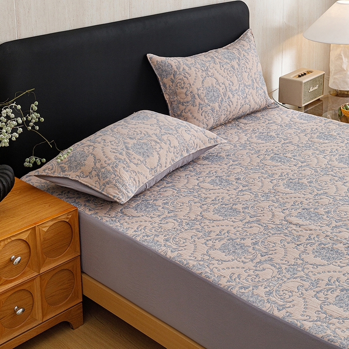 91家纺网 家纺一手货源 找家纺 悦然毛巾被 2026新款全棉三层纱加厚纱布枕套床笠三件套 欧韵