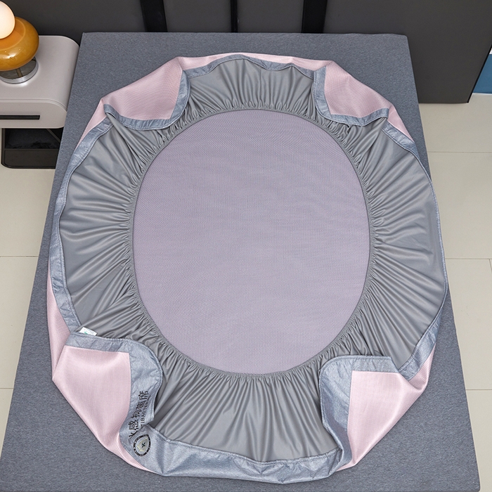 91家纺网 家纺一手货源 找家纺 铺尚美家纺 2026 新款A类复合加厚三明治抗菌碳光冰丝席子凉席三件套 抗菌碳光水丝席床笠款-樱花粉