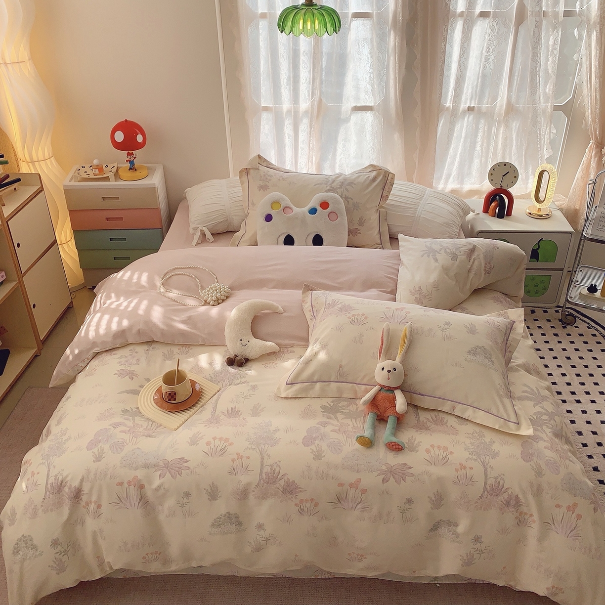 91家纺网 家纺一手货源 找家纺 奈萝家纺 2025新款全棉纯棉小清新印花四件套-第二波 雾迟