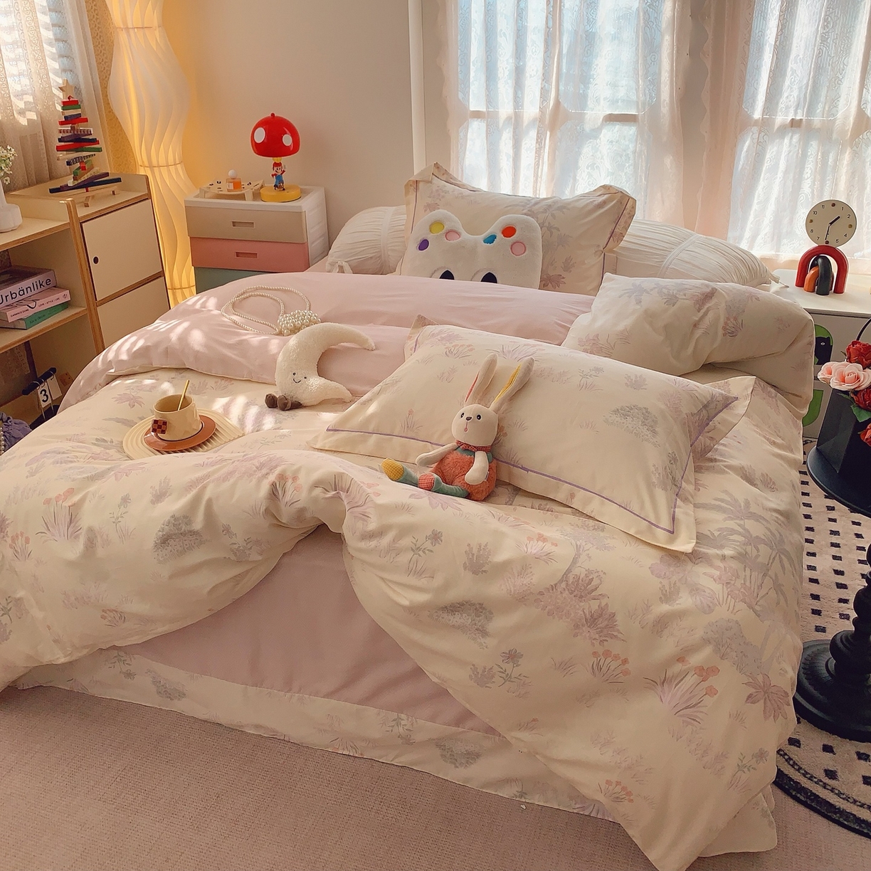 91家纺网 家纺一手货源 找家纺 奈萝家纺 2025新款全棉纯棉小清新印花四件套-第二波 雾迟