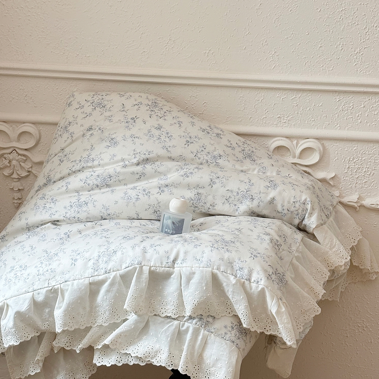 91家纺网 家纺一手货源 找家纺 满座家居 2026新款法式纯棉花边全棉床盖四件套小碎花田园风 南枝